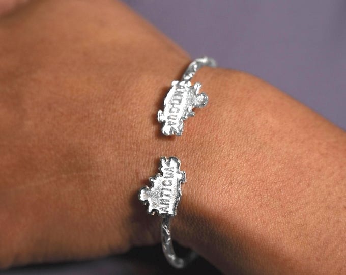 Antigua Bangle Handmade in Sterling Silver with Diamante Pattern
