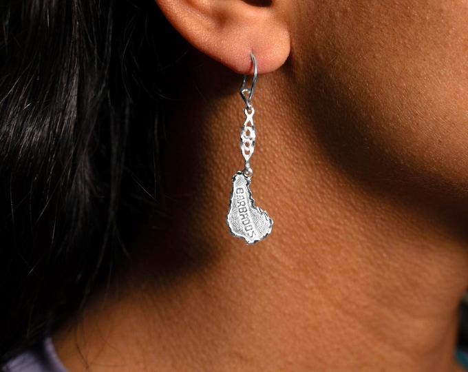 Barbados Map Earrings in .925 Sterling Silver
