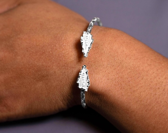 St Lucia Bangle Handmade in Sterling Silver with Diamante Pattern