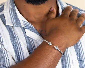 110 West Indian Bangle Conch Lambi Shell with Calypso pattern Handmade .925 Sterling Silver