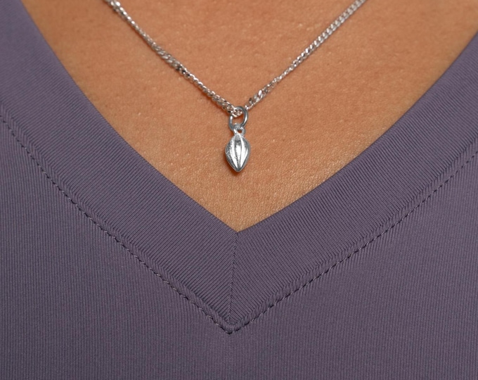Cocoa Pod Pendant with Chain in .925 Sterling Silver