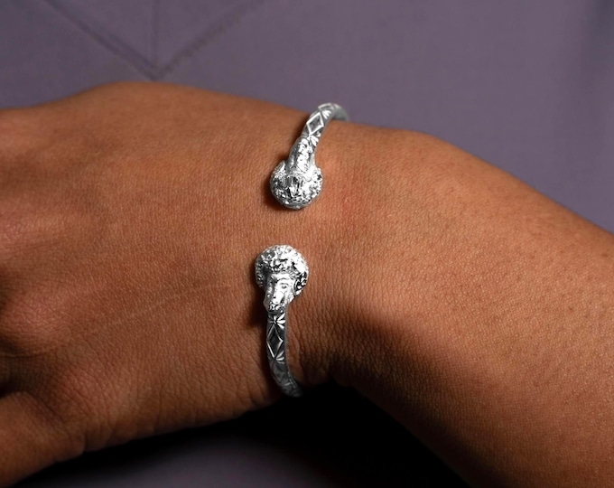 Afro Bangle Handmade in Sterling Silver with Calypso Pattern