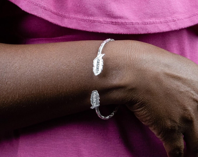 Grenada Bangle Handmade in Sterling Silver with Diamante Pattern