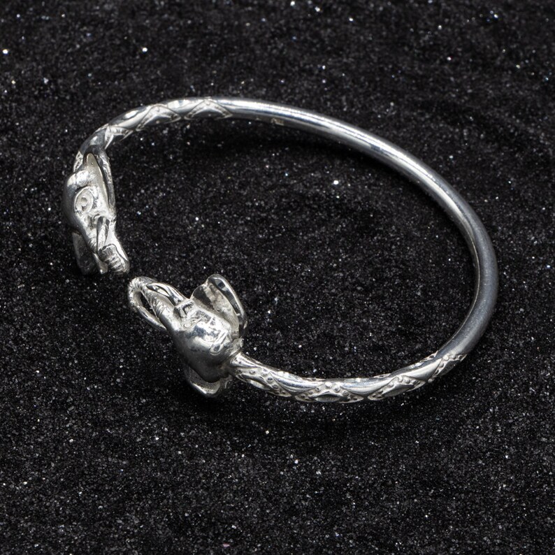 Large Elephant Head West Indian Bangle in .925 Sterling Silver with .150 thickness image 4