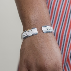 Wrist Band with Grape Vine Pattern Handmade in .925 Sterling Silver