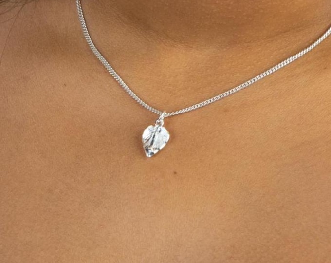 Caribbean Anthurium Flower Pendant or charm with Chain in .925 Sterling Silver