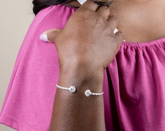 090 Clam Shell West Indian Bangle with Calypso Pattern Handmade in Sterling Silver .925