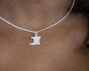 Trinidad Map Pendant with Chain in 925 Sterling Silver