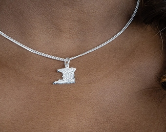 Trinidad Map Pendant with Chain in 925 Sterling Silver