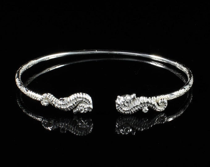 West Indian Bangle 090 SeaHorse Handmade .925 Sterling Silver
