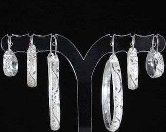 Grape Vine Hoop Earrings in .925 Sterling Silver