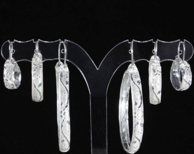 Grape Vine Hoop Earrings in .925 Sterling Silver