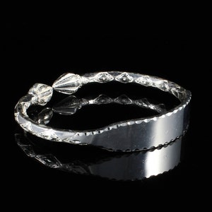 180 Engravable West Indian Bangle in Sterling Silver .925 Handmade with Cocoa Pod ends and New Diamante pattern Thick