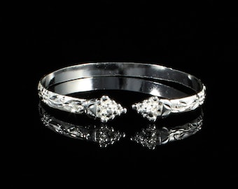 Handmade Sterling Silver West Indian Bangle: Grape Vine Design