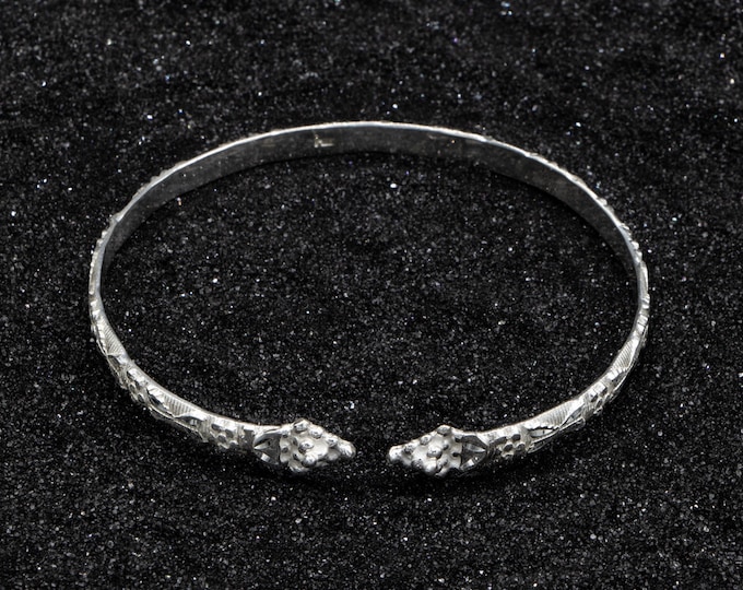 Handmade Sterling Silver West Indian Bangle: Berry Vine Grape