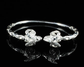 150 Ram Head Handcrafted West Indian Bangle in Sterling Silver .925