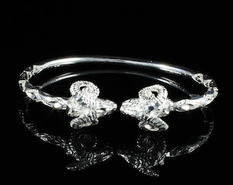 150 Ram Head Handcrafted West Indian Bangle in Sterling Silver .925