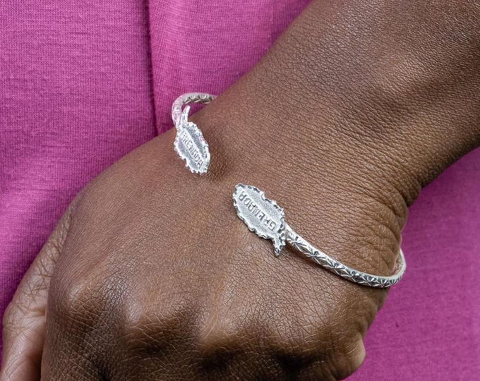 Grenada Bangle Handmade in Sterling Silver with Calypso Pattern