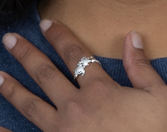 Adjustable West Indian Bangle style Ring with Turtles made in .925 Sterling Silver