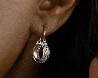 Grape Vine Hoop Earrings in .925 Sterling Silver