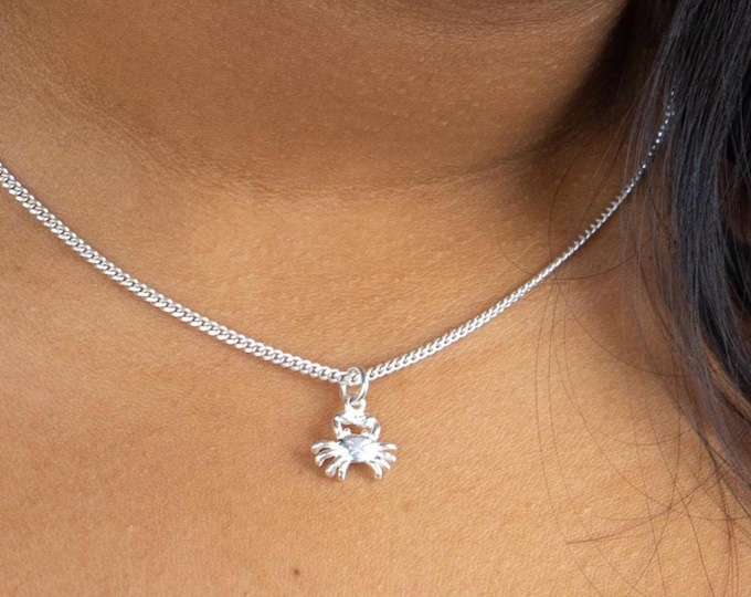 Crab Pendant with Chain in .925 Sterling Silver
