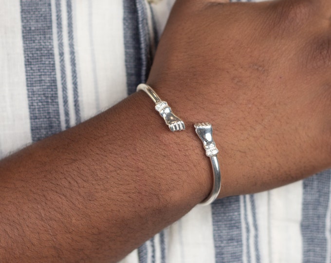Minimalist Fist Bangle Handmade in Sterling Silver