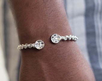 Braided Flexible Wire Bangle with Steel Pan ends in Sterling Silver .925