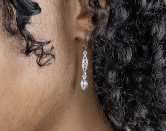 West Indian Cocoa Pod Earrings long in .925 Sterling Silver