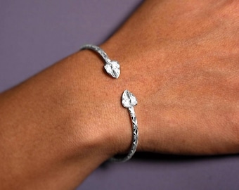 Anthurium bangle with Calypso Pattern Handmade in .925 Sterling Silver
