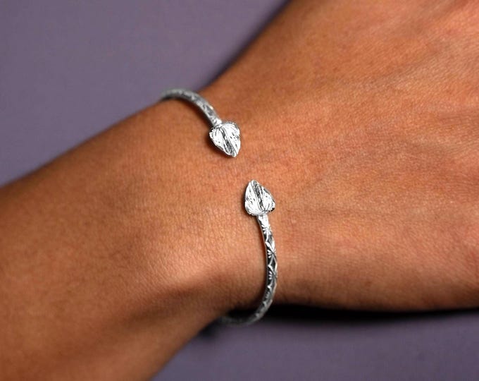 Anthurium bangle with Calypso Pattern Handmade in .925 Sterling Silver