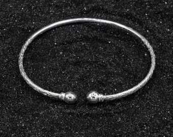 Baby and Child 090 Solid Ball Handmade West Indian Bangle .925 Sterling Silver