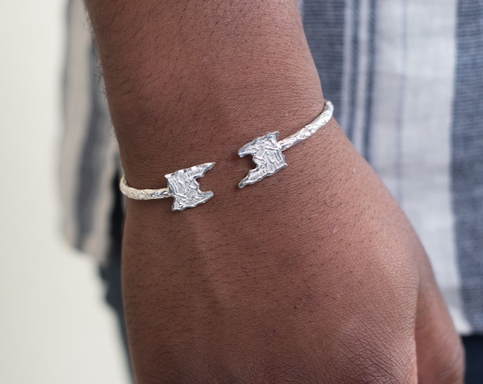 Sterling Silver Trinidad Map Bangle: West Indian Heritage Jewelry