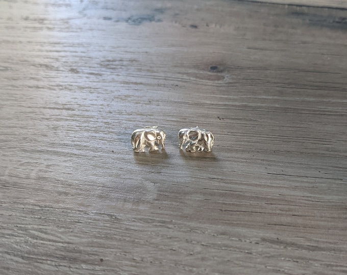 Small Elephant Stopper Stud Earrings in .925 Sterling Silver