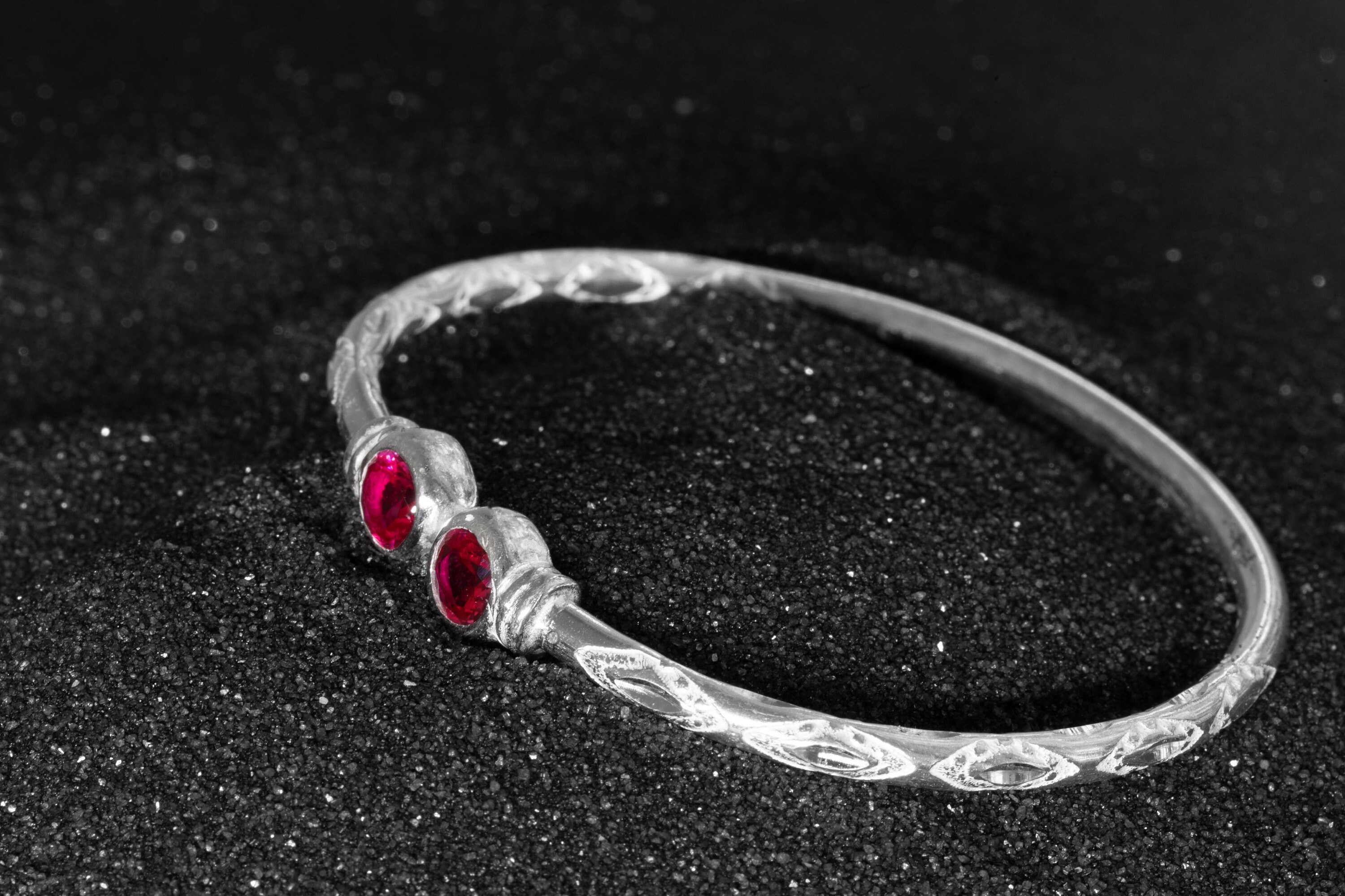 125 West Indian Bangle With Synthetic Ruby July Birthstone