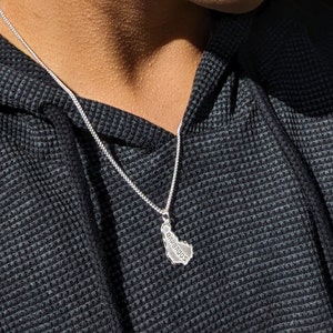 Barbados Map Pendant with Chain in .925 Sterling Silver