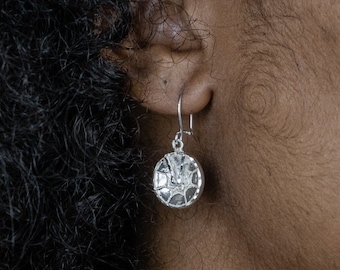 West Indian Steel Pan or Steel Drum Earrings Hanging Short in .925 Sterling Silver
