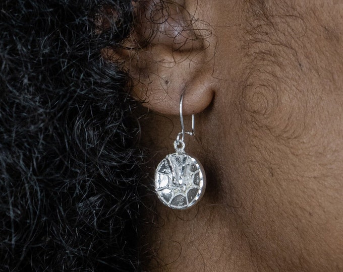 West Indian Steel Pan or Steel Drum Earrings Hanging Short in .925 Sterling Silver