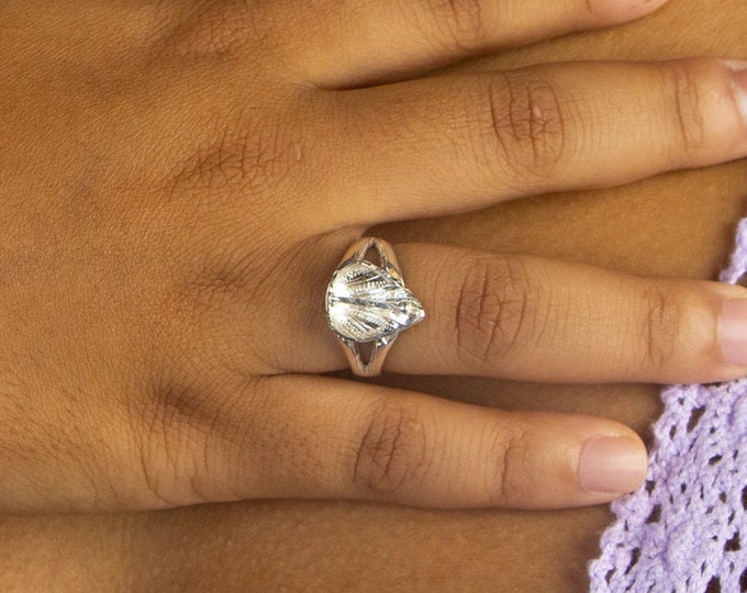 Solid Anthurium Flower Ring made in 925 Sterling Silver