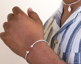 090 Taj Mahal West Indian Solid Calypso Pattern Handmade Bangle in Sterling Silver .925