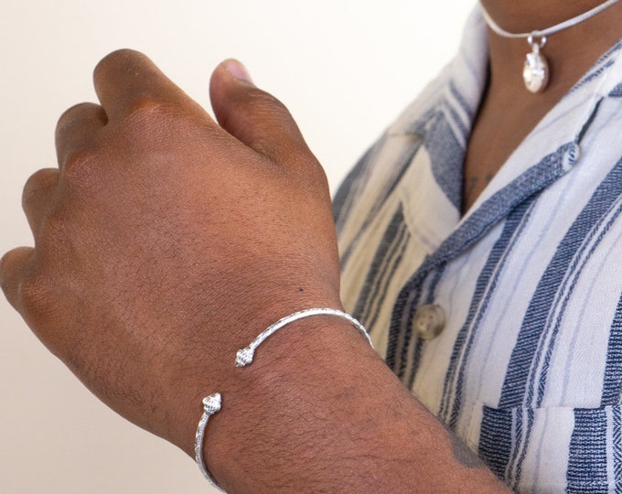 090 Taj Mahal West Indian Solid Calypso Pattern Handmade Bangle in Sterling Silver .925