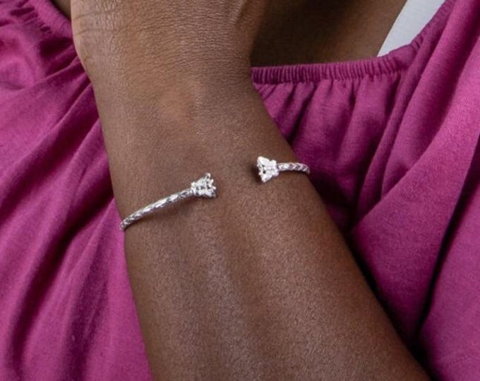 Handmade Butterfly Bangle with Calypso Pattern in .925 Sterling Silver