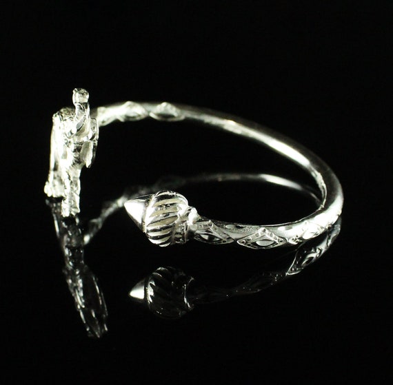 150 West Indian Bangle Taj Mahal and Elephant Head Handmade in Sterling Silver