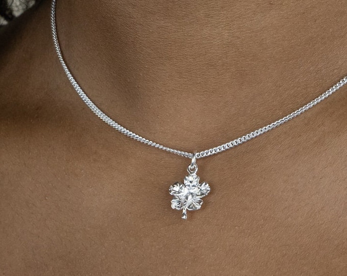 West Indian Medium Hibiscus Flower Pendant with Chain in .925 Sterling Silver