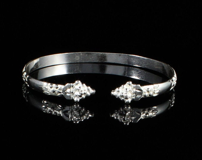 Sterling Silver Baby Bangle: Handmade West Indian Grape Vine Design