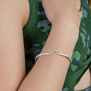 West Indian Bangle Jingle style with Grape Vine pattern Handmade .925 Sterling Silver - Sold Individually