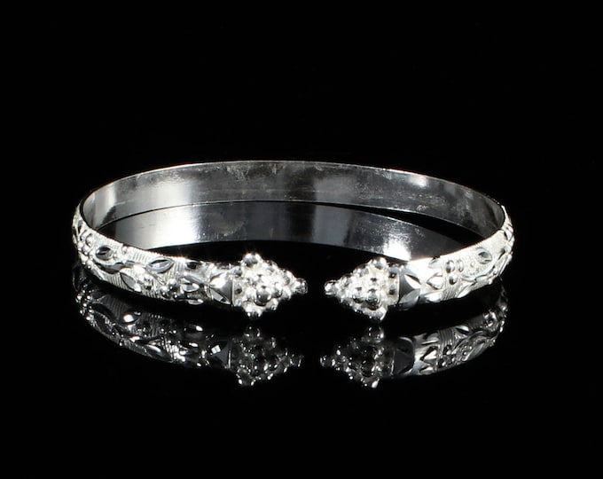 Handmade Sterling Silver West Indian Bangle: Grape Design