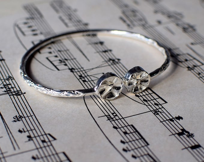 Handmade Sterling Silver West Indian Bangle: Steel Pan Ends