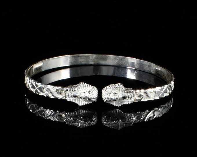 Handmade Sterling Silver West Indian Bangle: Egyptian Sphinx