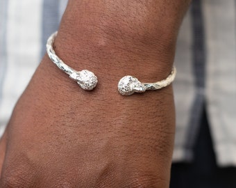 150 West Indian Bangle with Afro Head Handmade in Sterling Silver .925