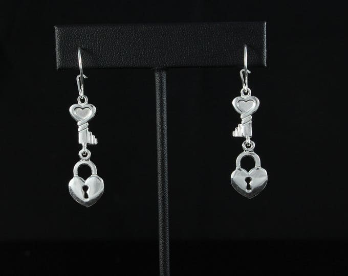 Lock and Key Earrings in .925 Sterling Silver